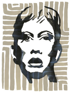 Abstract portret vrouw. Art By Yvonne Cup - kunstenares - kunst in opdracht - portretten in opdracht - digital artprint.