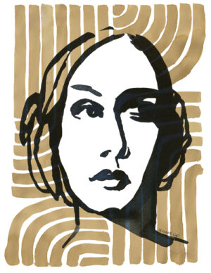 Abstract portret vrouw. Art By Yvonne Cup - kunstenares - kunst in opdracht - portretten in opdracht - digital artprint.
